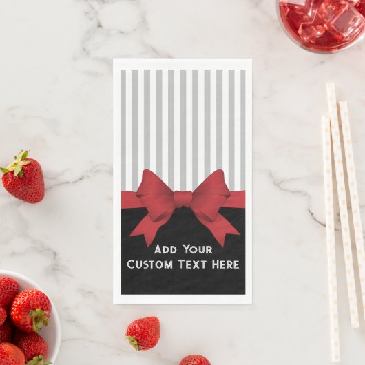 Persoonlijke Elegante Moderne Rode Lint en Streep Servet (Insitu)