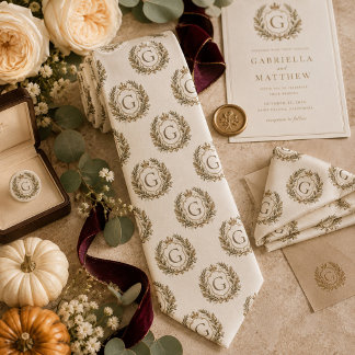 Persoonlijke Elegante Monogram Laurierkrans Stropdas