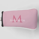 Persoonlijke Elegante Monogram Naam Initiaal Roze Golfheadcover (Voorkant)