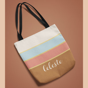 Persoonlijke Elegante Naam Zomer Gestreepte Tote T Bag