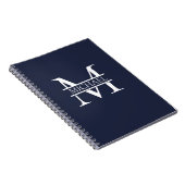 Persoonlijke Elegante Navy Blauwe Monogram en Naam Notitieboek (Rechterzijde)