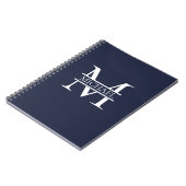Persoonlijke Elegante Navy Blauwe Monogram en Naam Notitieboek (Linkerzijde)