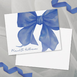 Persoonlijke Elegante Navy Blauwe Strik Naam Notitiekaartje
