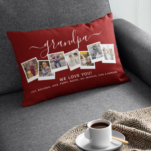 Persoonlijke Elegante Opa Foto Collage Maroon Kussen