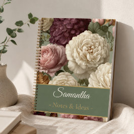 Persoonlijke Elegante Paarse Bloem Naam Notitieboek