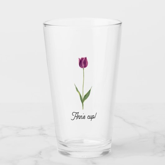 Persoonlijke Elegante Paarse Tulp Glas (Voorkant)