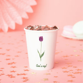 Persoonlijke Elegante Paarse Tulp Papieren Bekers