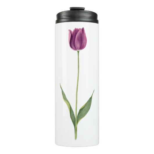 Persoonlijke Elegante Paarse Tulp Thermosbeker (Voorkant)