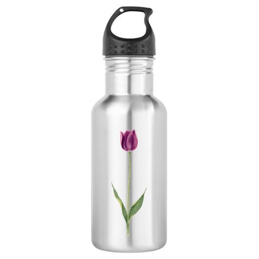 Persoonlijke Elegante Paarse Tulp Waterfles (Voorkant)