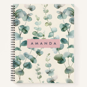 Persoonlijke Elegante Pastel Eucalyptusbladeren Notitieboek