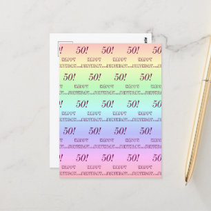 Persoonlijke Elegante Regenboog Strepen 50e Verjaa Briefkaart