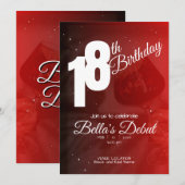 Persoonlijke Elegante Rode 18e Verjaardagsuitnodig Kaart (Voorkant / Achterkant)