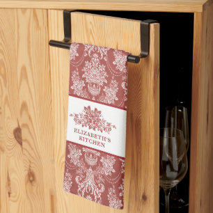 Persoonlijke Elegante Rode Vintage Franse Toile Theedoek