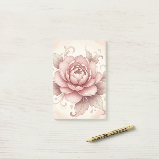 Persoonlijke Elegante Roze Bloemige Post-it® Notit Notes (Op bureau)