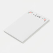 Persoonlijke Elegante Roze Bloemrijke Script Post-it® Notes (Schuin)