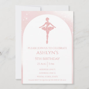 Persoonlijke Elegante Roze Glitter Ballet Verjaard Kaart