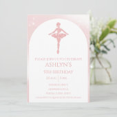 Persoonlijke Elegante Roze Glitter Ballet Verjaard Kaart (Staand voorkant)