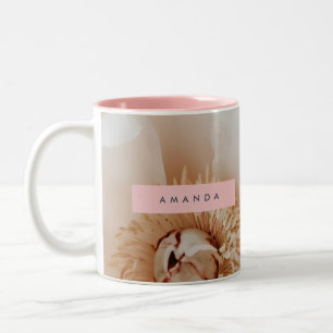Persoonlijke Elegante Roze Pioen Bloemschilderkuns Tweekleurige Koffiemok
