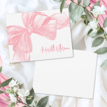 Persoonlijke Elegante Roze Strik Bedankkaart