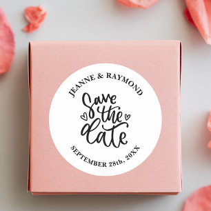 Persoonlijke Elegante Schone Trouwkaart Save the d Ronde Sticker