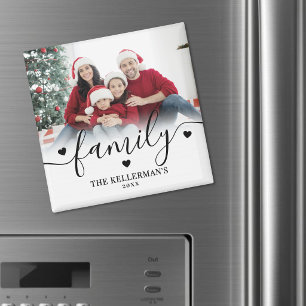 Persoonlijke Elegante Script Familie Foto Magneet