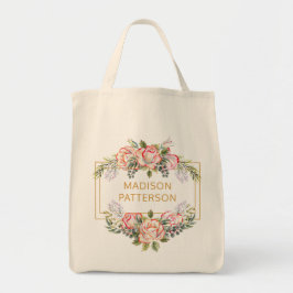 Persoonlijke Elegante Waterverf Bloemige Chic Tote Bag