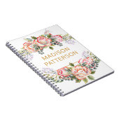 Persoonlijke Elegante Waterverf Bloemige Meisjesac Notitieboek (Rechterzijde)