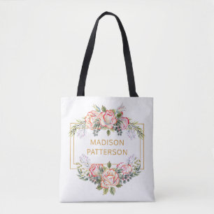 Persoonlijke Elegante Waterverf Bloemige Meisjesac Tote Bag