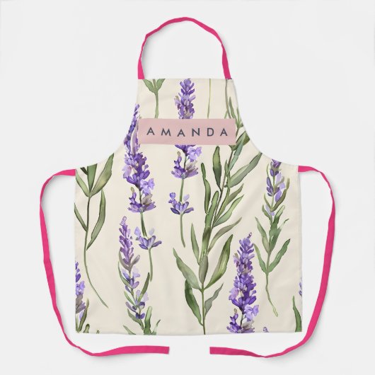 Persoonlijke Elegante Waterverf Lavendel Schort (Voorkant)