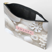 Persoonlijke Elegante Witte Schelp en Parel Etui (Open)
