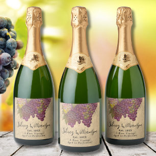 Persoonlijke Elegante Zeldzame Vintage Jaar Oprich Sparkling Wijnetiket
