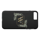Persoonlijke Elegante Zwarte Gouden Monogram Groen Case-Mate iPhone Case (Achterkant (Horizontaal))