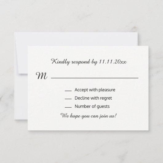 Persoonlijke Elegante Zwarte Gouden RSVP Trouwdag (Achterkant)
