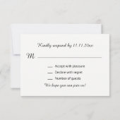 Persoonlijke Elegante Zwarte Gouden RSVP Trouwdag Kaartje (Achterkant)