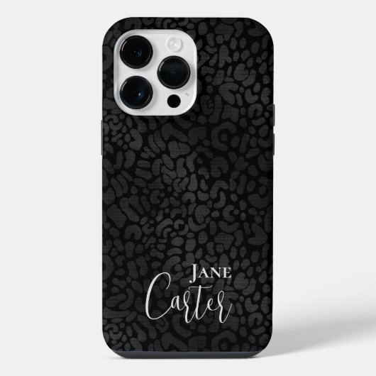 Persoonlijke Elegante Zwarte Luipaard iPhone Hoesje (Achterkant)