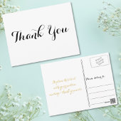 Persoonlijke Elegante Zwarte Script Witte Dank U Briefkaart