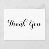 Persoonlijke Elegante Zwarte Script Witte Dank U Briefkaart (Voorkant)