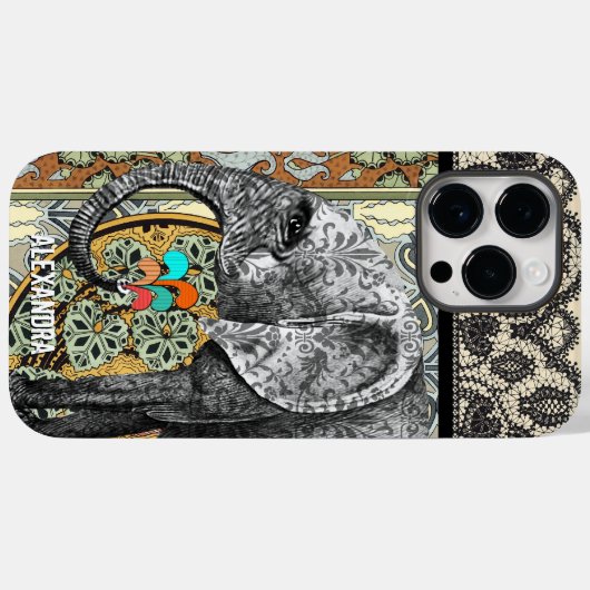 Persoonlijke Elephant Damask Case-Mate iPhone Case (Achterkant (horizontaal))