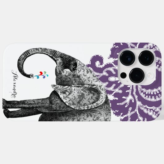 Persoonlijke Elephant Damask Case-Mate iPhone Case (Achterkant (horizontaal))