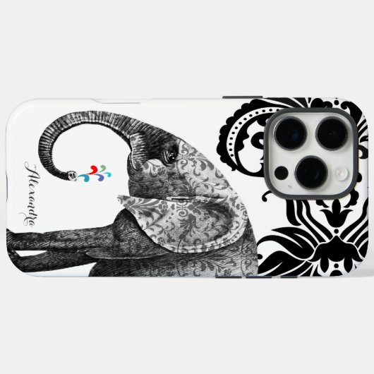 Persoonlijke Elephant Damask Case-Mate iPhone Case (Achterkant (horizontaal))