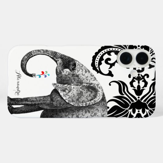Persoonlijke Elephant Damask Case-Mate iPhone Case (Achterkant (horizontaal))
