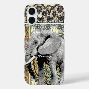 Persoonlijke Elephant Damask iPhone 16 Plus Hoesje
