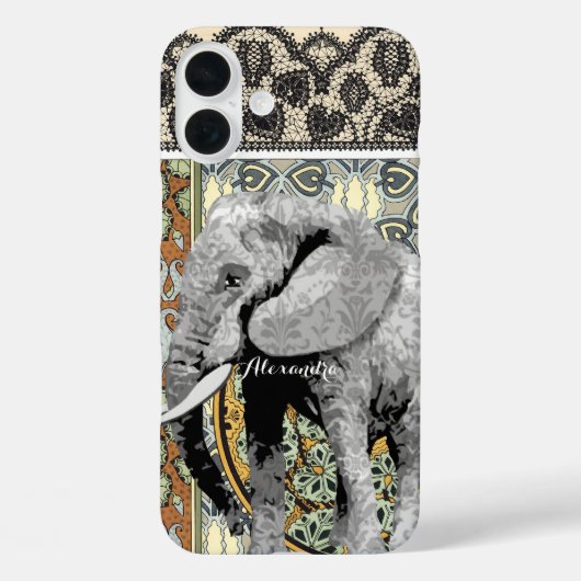 Persoonlijke Elephant Damask Case-Mate iPhone Case (Achterkant)