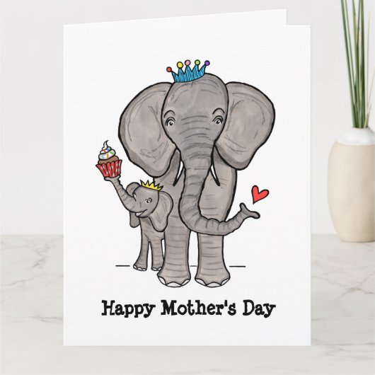Persoonlijke Elephant en Baby Moederdag Kaart (Voorkant)