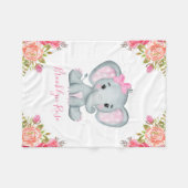 Persoonlijke Elephant Floral Baby Girl Fleece Deken (Voorkant (Horizontaal))