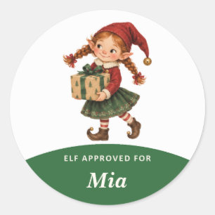 Persoonlijke Elf Goedgekeurde Kerstmis Ronde Sticker