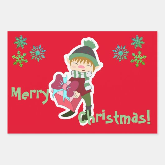 Persoonlijke Elf Kerstmis Inpakpapier Vel (Voorkant 2)