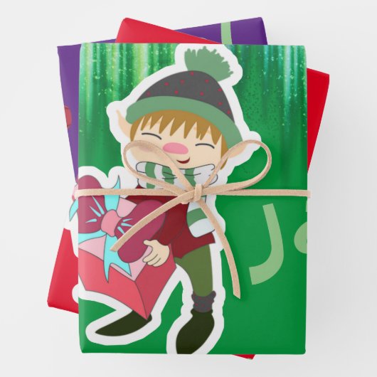 Persoonlijke Elf Kerstmis Inpakpapier Vel (In situ)