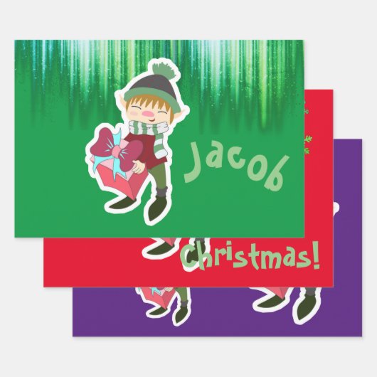 Persoonlijke Elf Kerstmis Inpakpapier Vel (Set)
