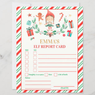 Persoonlijke Elf Rapportkaart Elf Kerstkaart